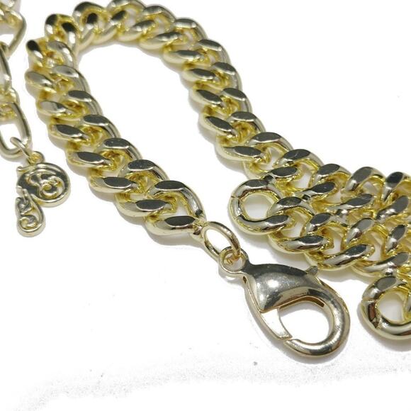 Gold Tone Bib Necklace Chunky Curb Chain Statement Collar P Hang Tag 20" - Picture 9 of 11